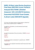 NURS 120 Best Latest Review Questions  Final Exam 2026 With Correct Verified &   Analyzed SOLUTIONS &vert;&vert;&lpar;Detailed   Answers&rpar;&vert;&vert; 100&percnt; ACCURATE Solutions   Guaranteed SUCCESS&excl;&excl; Exam Graded   A&plus;&lpar;Exam Latest 202620276 Upgrade&rpar; 