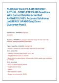 NURS 565 Week 2 EXAM 20262027   ACTUAL  COMPLETE EXAM Questions  With Correct Detailed & Verified  ANSWERS &lpar;100&percnt; Accurate Solutions&rpar;  &vert;&vert;ALREADY GRADEDA&plus;&vert;&vert;Exam  Guarantee Pass&excl;&excl;