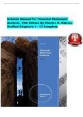 Solution Manual for Financial Statement Analysis&comma; 13th Edition by Charles H&period; Gibson &vert; ISBN&colon; 9781133189404 &vert; Verified Chapters 1-13  &vert; Downloadable PDF