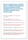NSG 122 STUDYSET Exam 1 20262027   ACTUAL  COMPLETE EXAM Questions  With Correct Detailed & Verified  ANSWERS &lpar;100&percnt; Accurate Solutions&rpar;  &vert;&vert;ALREADY GRADEDA&plus;&vert;&vert;Exam  Guarantee Pass&excl;&excl;