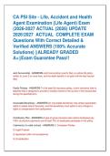 CA PSI Site - Life&comma; Accident and Health  Agent Examination &lpar;Life Agent&rpar; Exam  &lpar;2026-2027 ACTUAL &lpar;2026&rpar; UPDATE  20262027  ACTUAL  COMPLETE EXAM  Questions With Correct Detailed &  Verified ANSWERS &lpar;100&percnt; Accurate  Solutions&rpar; &vert;&vert;ALREADY GRADED  A&plus;&vert;&vert;Ex