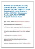 Midwifery MCQ Exam &lpar;Actual Exam&rpar;  2026-2027 ACTUAL &lpar;2026&rpar; UPDATE  20262027  ACTUAL  COMPLETE EXAM  Questions With Correct Detailed &  Verified ANSWERS &lpar;100&percnt; Accurate  Solutions&rpar; &vert;&vert;ALREADY GRADED  A&plus;&vert;&vert;Exam Guarantee Pass&excl;&excl; 