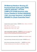 PN Maternal Newborn Nursing ATI  Proctored Exam study guide &lpar;2026&rpar;  UPDATE 20262027  ACTUAL   COMPLETE EXAM Questions With  Correct Detailed & Verified ANSWERS  &lpar;100&percnt; Accurate Solutions&rpar; &vert;&vert;ALREADY  GRADED A&plus;&vert;&vert;Exam Guarantee Pass&excl;&excl;