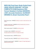 BIOS 256 Final Exam Study Guide Exam  &lpar;2026&rpar; UPDATE 20262027  ACTUAL   COMPLETE EXAM Questions With  Correct Detailed & Verified ANSWERS  &lpar;100&percnt; Accurate Solutions&rpar; &vert;&vert;ALREADY  GRADED A&plus;&vert;&vert;Exam Guarantee Pass&excl;&excl; 
