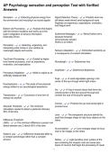 AP Psychology sensation and perception Test with Verified Answers