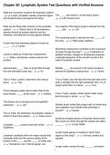Chapter 20&colon; Lymphatic System Test Questions with Verified Answers