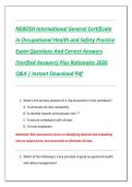 NEBOSH International General Certificate  in Occupational Health and Safety Practice  Exam Questions And Correct Answers  &lpar;Verified Answers&rpar; Plus Rationales 2026  Q&A &vert; Instant Download Pdf