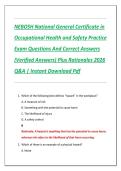 NEBOSH National General Certificate in  Occupational Health and Safety Practice  Exam Questions And Correct Answers  &lpar;Verified Answers&rpar; Plus Rationales 2026  Q&A &vert; Instant Download Pdf