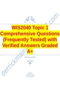 WIS2040 Topic 1 Comprehensive Questions &lpar;Frequently Tested&rpar; with Verified Answers Graded A&plus;