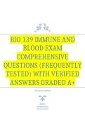 bio 139 immune and blood exam Comprehensive Questions &lpar;Frequently Tested&rpar; with Verified Answers Graded A&plus;