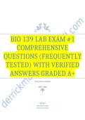 BIO 139 Final Exam Comprehensive Questions &lpar;Frequently Tested&rpar; with Verified Answers Graded A&plus;
