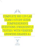 Complete bio 139 lab exam 3 study guide Comprehensive Questions &lpar;Frequently Tested&rpar; with Verified Answers Graded A&plus;