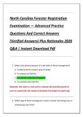 Compilation Bundle for North Carolina Forester Registration Examinations Practice Questions And Correct Answers &lpar;Verified Answers&rpar; Plus Rationales 2026 Q&A &vert; Instant Download Pdf
