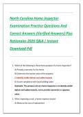 North Carolina Home Inspector  Examination Practice Questions And  Correct Answers &lpar;Verified Answers&rpar; Plus  Rationales 2026 Q&A &vert; Instant  Download Pdf