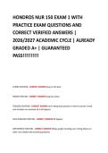 HONDROS NUR 150 EXAM 1 WITH  PRACTICE EXAM QUESTIONS AND  CORRECT VERIFIED ANSWERS &vert;  2026&sol;2027 ACADEMIC CYCLE &vert; ALREADY  GRADED A&plus; &vert; GUARANTEED  PASS&excl;&excl;&excl;&excl;&excl;&excl;&excl;&excl;&excl;&excl;
