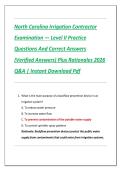 Compilation Bundle for North Carolina Irrigation Contractor Examinations &mdash; Level I & II Practice Questions And Correct Answers &lpar;Verified Answers&rpar; Plus Rationales 2026 Q&A &vert; Instant Download Pdf