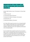 HAWAII NOTARY STUDY GUIDE 2026  ACTUAL QUESTIONS WITH SOLUTIONS  GRADED A&plus;
