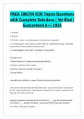 PAEA OBGYN EOR Topics Questions with Complete Solutions &vert; Verified &vert; Guaranteed A&plus;&vert; 2026