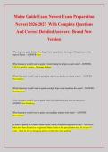Maine Guide Exam Newest Exam Preparation  Newest 2026-2027  With Complete Questions  And Correct Detailed Answers &vert; Brand New  Version