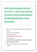 North Carolina Landscape Contractor  Examination &mdash; Basic Practice Questions  And Correct Answers &lpar;Verified Answers&rpar;  Plus Rationales 2026 Q&A &vert; Instant  Download Pdf 