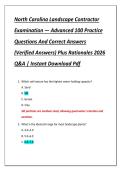 Compilation Bundle for North Carolina Landscape Contractor Examinations Practice Questions And Correct Answers &lpar;Verified Answers&rpar; Plus Rationales 2026 Q&A &vert; Instant Download Pdf