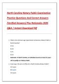 Compilation Bundle for North Carolina Notary Public Examinations Practice Questions And Correct Answers &lpar;Verified Answers&rpar; Plus Rationales 2026 Q&A &vert; Instant Download Pdf