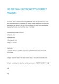 MB 920 EXAM QUESTIONS WITH CORRECT ANSWERS