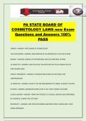 PA STATE BOARD OF COSMETOLOGY LAWS new Exam Questions and Answers 100&percnt; PASS