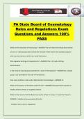 PA State Board of Cosmetology Rules and Regulations Exam Questions and Answers 100&percnt; PASS