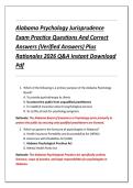 Alabama Psychology Jurisprudence  Exam Practice Questions And Correct  Answers &lpar;Verified Answers&rpar; Plus  Rationales 2026 Q&A Instant Download  Pdf 