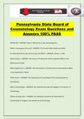Pennsylvania State Board of Cosmetology Exam Questions and Answers 100&percnt; PASS