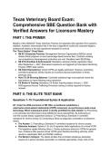 2026&sol;2027 Texas Veterinary State Board Exam &lpar;SBE&rpar; Elite Test Bank &vert; Verified Q&A &plus; Law Explanations