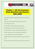 Chapter 1 - NC Life Insurance Exam Questions and Answers 100&percnt; PASS