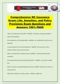 Comprehensive NC Insurance Exam&colon; Life&comma; Annuities&comma; and Policy Provisions Exam Questions and Answers 100&percnt; PASS