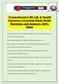 Comprehensive NC Life & Health Insurance Licensing Study Guide Questions and Answers 100&percnt; PASS