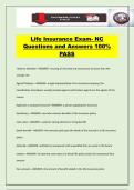 Life Insurance Exam- NC Questions and Answers 100&percnt; PASS