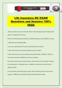 Life Insurance NC EXAM Questions and Answers 100&percnt; PASS
