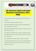 NC Insurance Agent Life Exam Questions and Answers 100&percnt; PASS