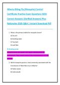 Alberta Biting Fly &lpar;Mosquito&rpar; Control  Certificate Practice Exam Questions With  Correct Answers &lpar;Verified Answers&rpar; Plus  Rationales 2026 Q&A &vert; Instant Download Pdf