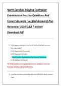 North Carolina Roofing Contractor  Examination Practice Questions And  Correct Answers &lpar;Verified Answers&rpar; Plus  Rationales 2026 Q&A &vert; Instant  Download Pdf 