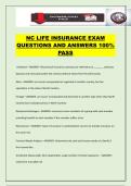 NC LIFE INSURANCE EXAM QUESTIONS AND ANSWERS 100&percnt; PASS
