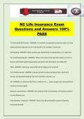 NC Life Insurance Exam Questions and Answers 100&percnt; PASS