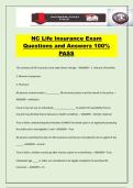 NC Life Insurance Exam Questions and Answers 100&percnt; PASS