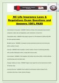 NC Life Insurance Laws & Regulations Exam Questions and Answers 100&percnt; PASS