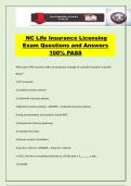 NC Life Insurance Licensing Exam Questions and Answers 100&percnt; PASS