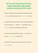 ACI Concrete Field Testing Technician- Grade I &lbrace;latest 2026 -2027 update&rcub; questions and answers 100&percnt; correct