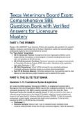 2026&sol;2027 Texas Veterinary Board Exam &lpar;SBE&rpar; Elite Test Bank&colon; TBVME Rules & Verified Answers