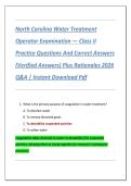 Compilation Bundle for North Carolina Water Treatment Operator Examinations &mdash; Class I&comma; II & III Practice Questions And Correct Answers &lpar;Verified Answers&rpar; Plus Rationales 2026 Q&A &vert; Instant Download Pdf