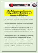 NC Life insurance state exam study guideline Questions and Answers 100&percnt; PASS