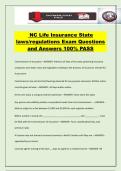 NC Life Insurance State laws&sol;regulations Exam Questions and Answers 100&percnt; PASS